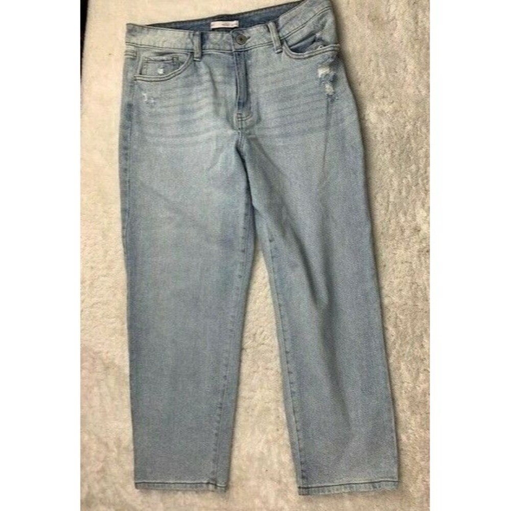 SO Size 13 Womens Jeans Light Wash Distressed High Rise Straight Stretch